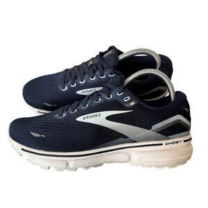 Brooks Womens Ghost 15 Running Shoes Sneakers Size 8 Wide Blue Gym Athletic